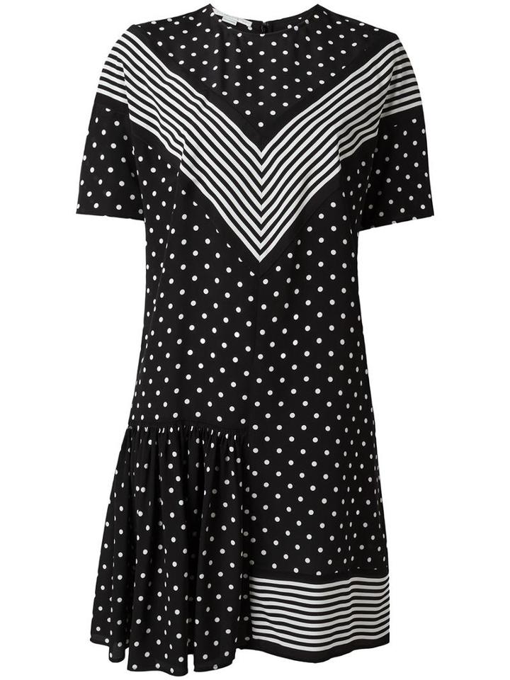 Stella Mccartney Dual Pattern Mini Dress, Women's, Size: 34, Black, Silk