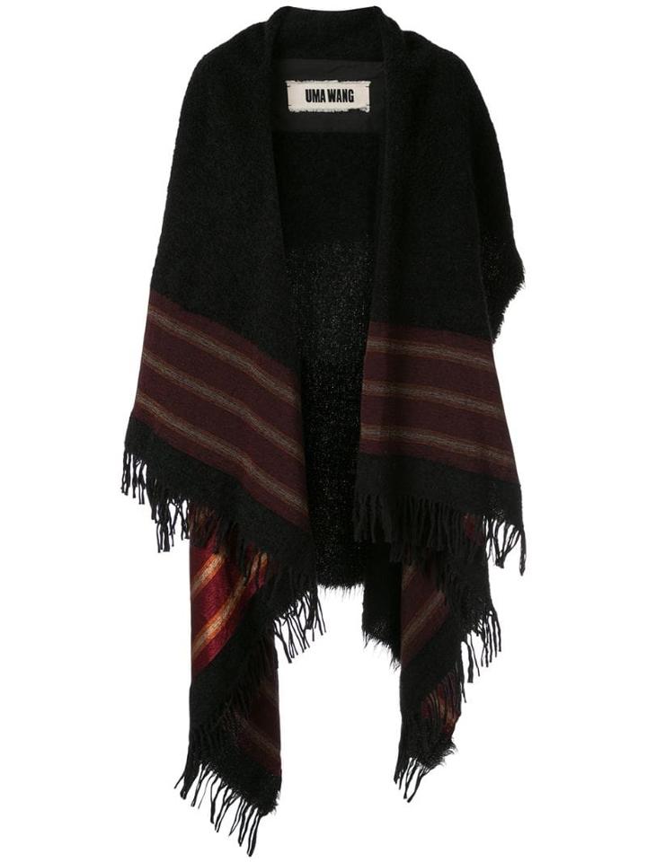 Uma Wang Fringed Oversized Coat - Black