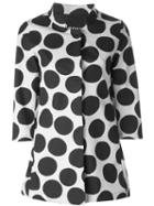 Herno Polka Dot Print Coat, Women's, Size: 44, White, Cotton/polyurethane/polyamide