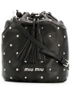 Miu Miu Studded Bucket Bag - Black