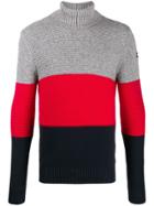 Schott Striped Roll Neck Jumper - Grey