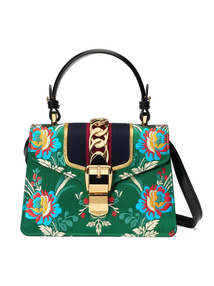 Gucci Sylvie Floral Jacquard Mini Bag - Green