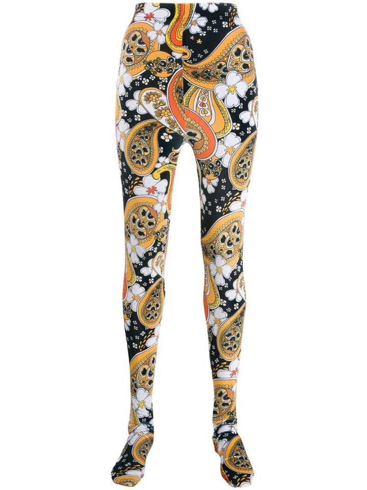 Richard Quinn Paisley Print Leggings - Black
