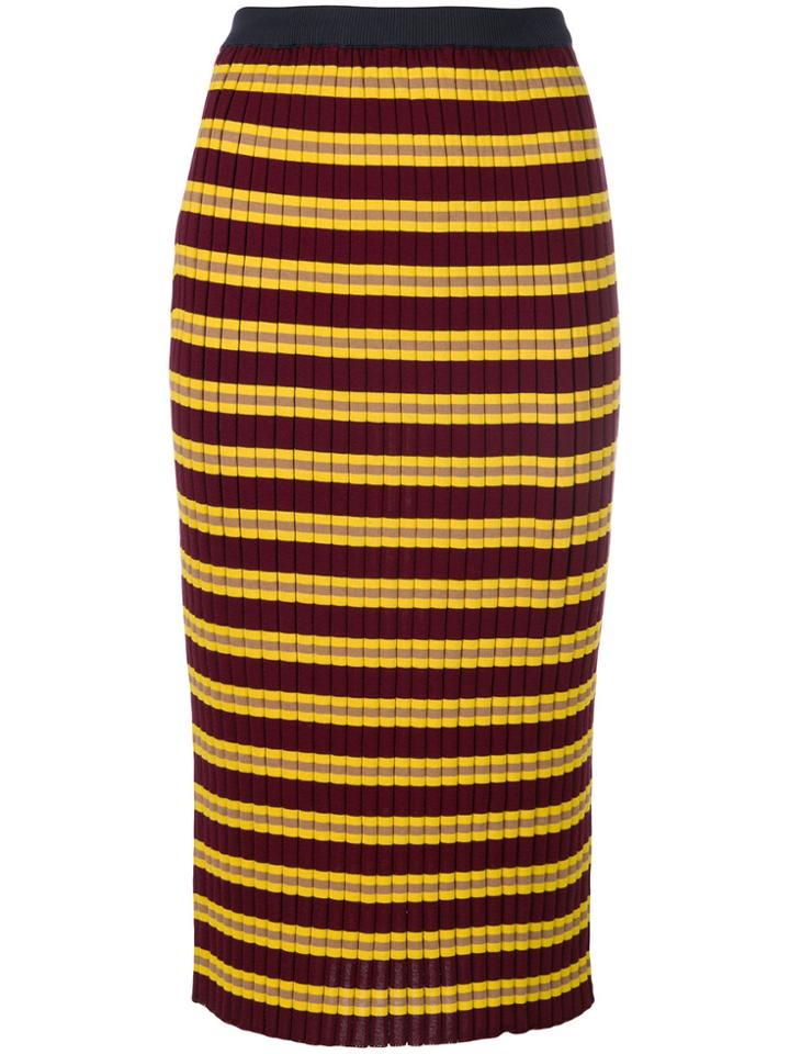 Marni Knitted Rib Pencil Skirt - Red