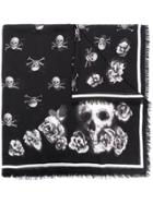 Alexander Mcqueen Skull Rose Motif Scarf - Black