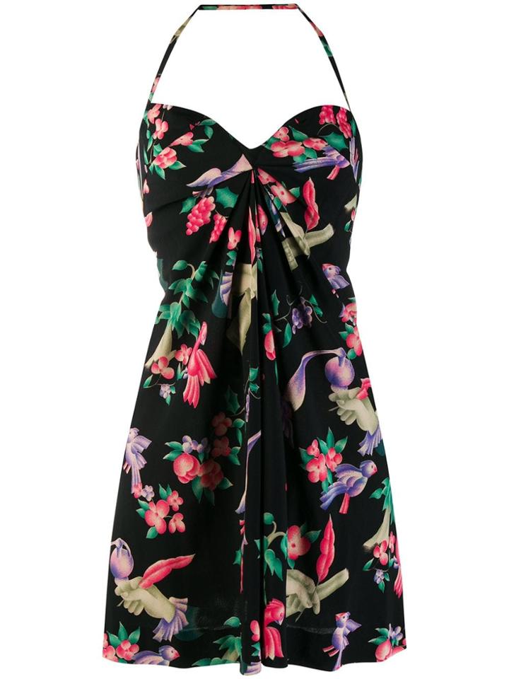 Chanel Vintage Halterneck Floral Dress - Black