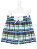 Boss Kids Checked Swim Shorts, Boy's, Size: 12 Yrs, Blue