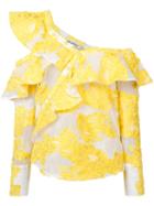 Self-portrait Filcoupé Frill Shirt, Women's, Size: 10, Yellow/orange, Polyamide/polyester/cotton