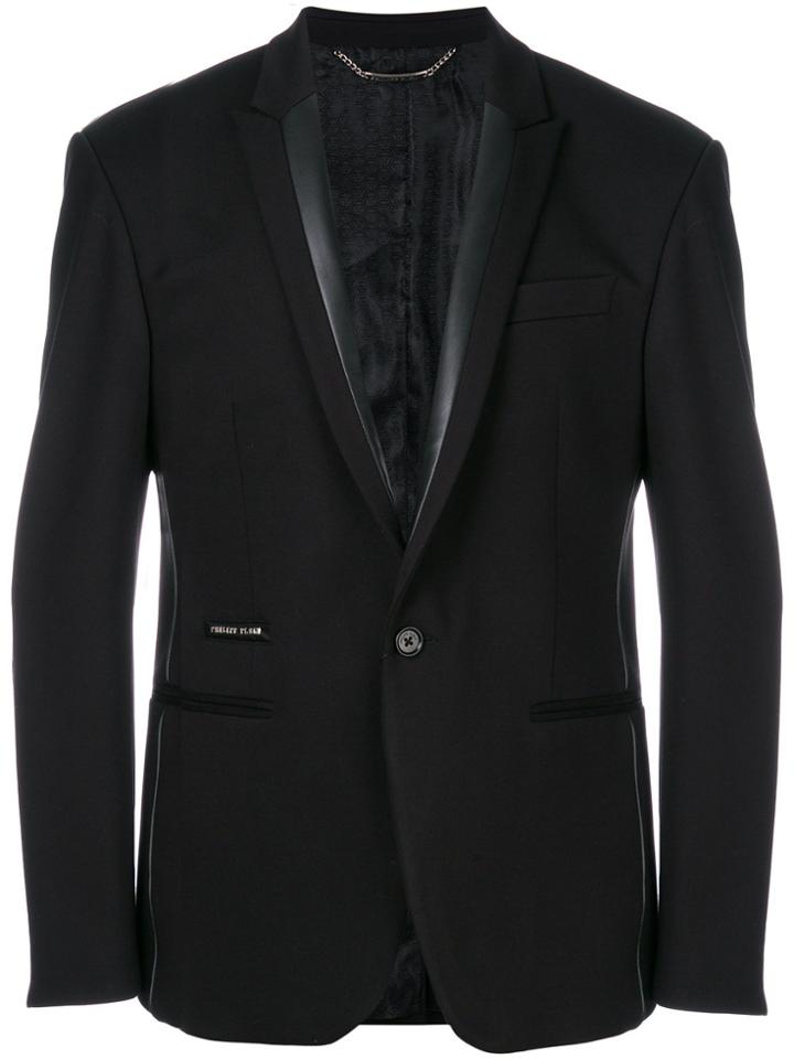 Philipp Plein Satin Panel Blazer - Black