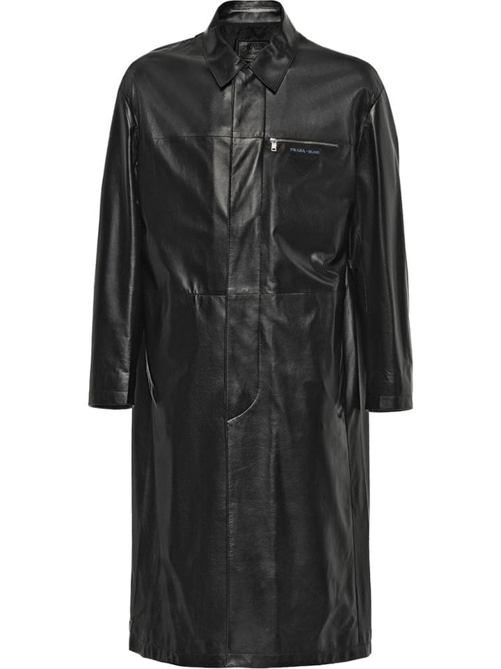 Prada Mid-length Leather Coat - Black