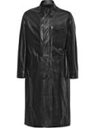Prada Mid-length Leather Coat - Black