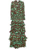 Johanna Ortiz Tribal Print Silk Maxi Dress - Green