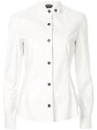 Tom Ford Band Collar Leather Shirt - White