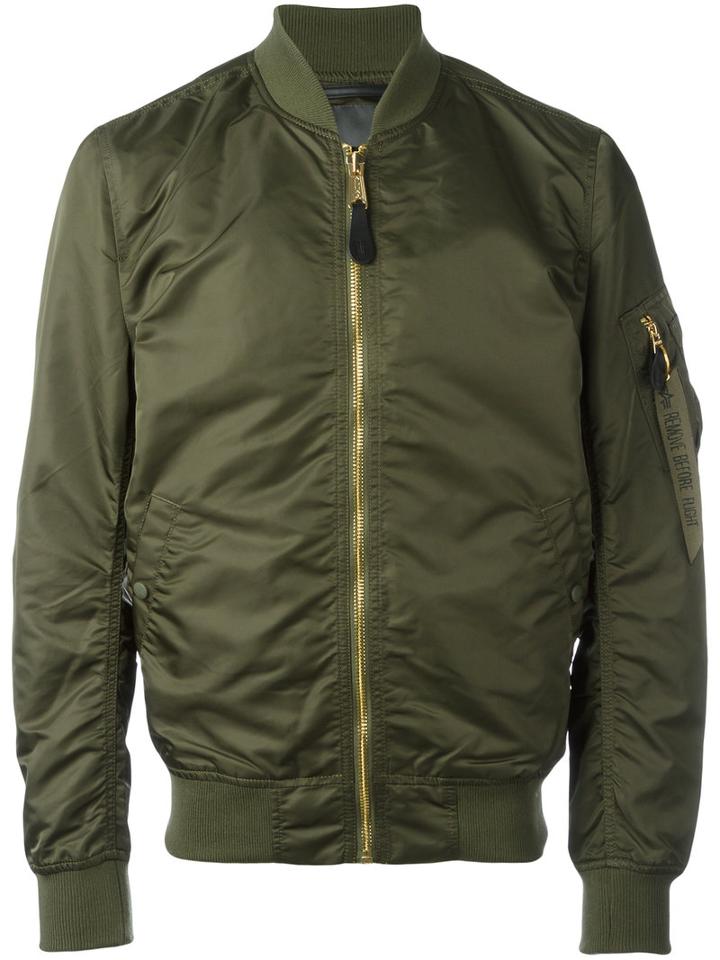 Alpha Industries Zipped Bomber Jacket, Men's, Size: Xl, Green, Nylon