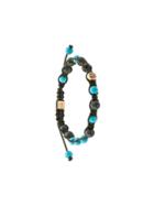 Shamballa Jewels 18kt Yellow Gold Green Marble And Turquoise Beaded