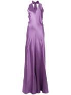 Alberta Ferretti Long Flared Halter-neck Dress - Pink & Purple
