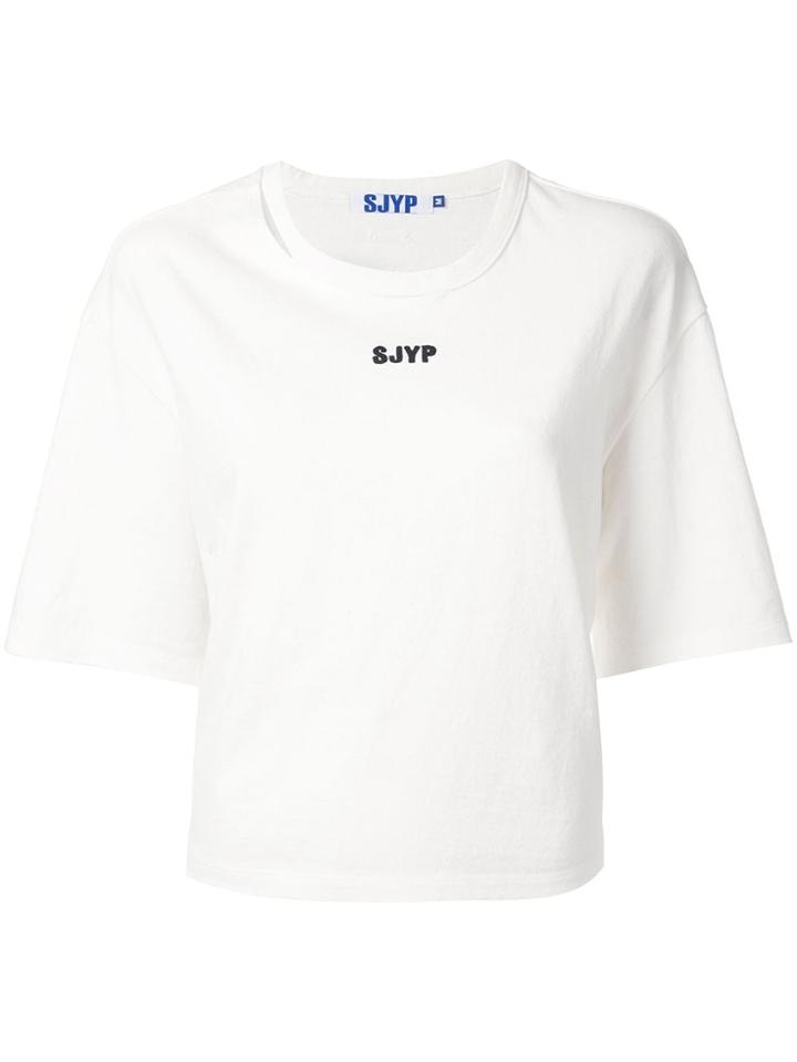 Sjyp Neck Cutting Logo T-shirt - White
