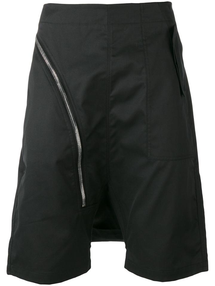 Rick Owens Drkshdw Drop Crotch Zip Shorts - Black