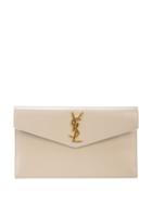 Saint Laurent Logo Appliqué Clutch - Neutrals