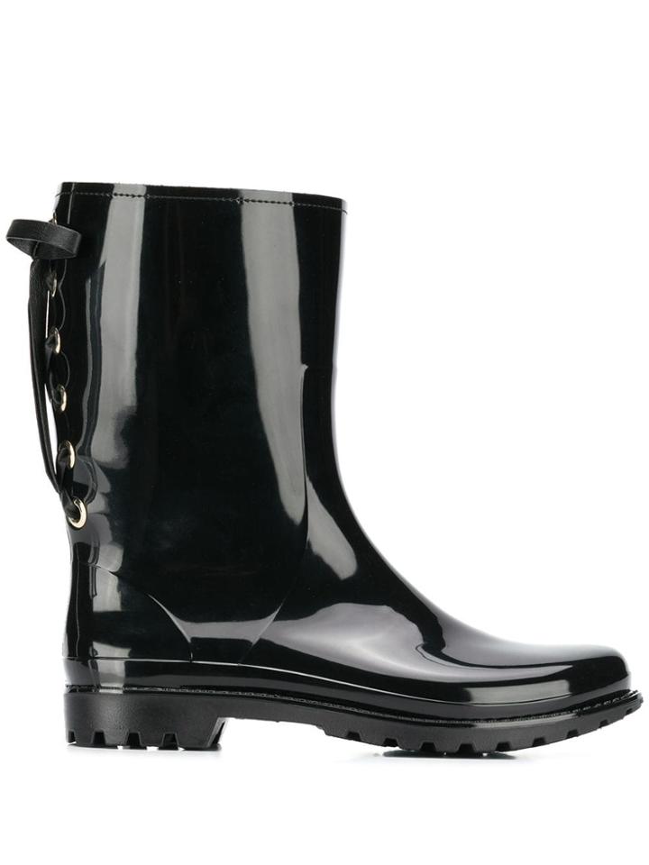 Red Valentino Red(v) Lace-up Rain Boots - Black