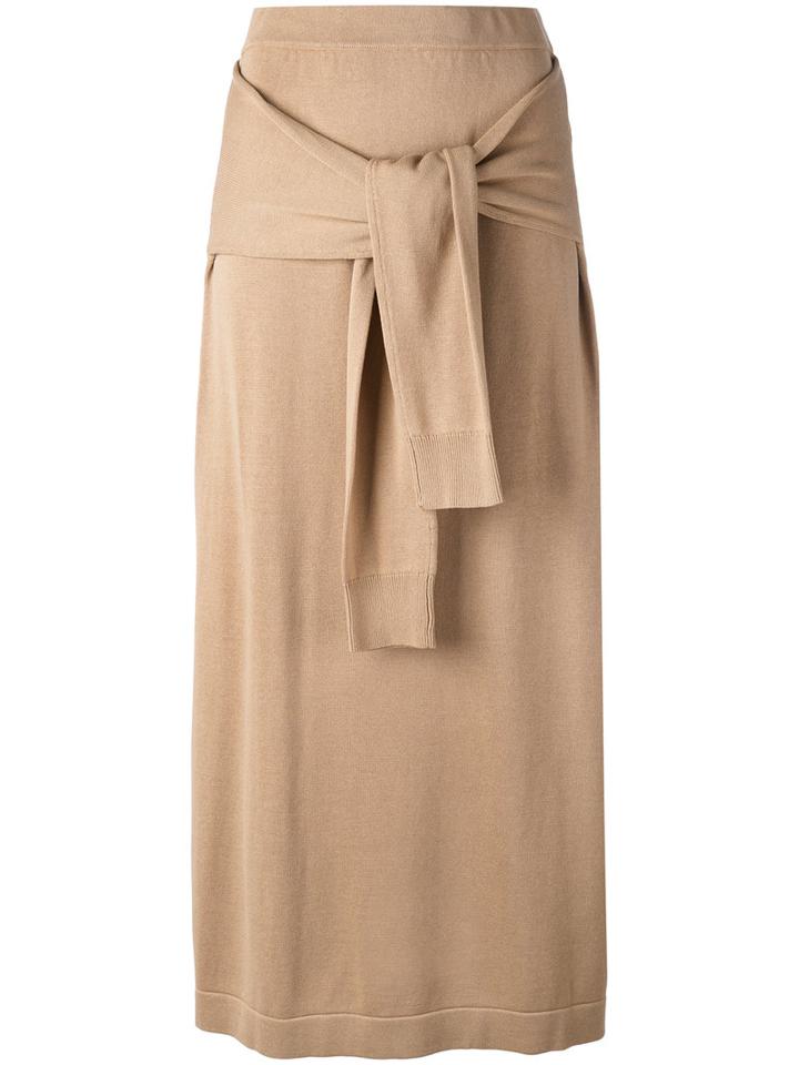 Joseph - Jumper Tie Skirt - Women - Cotton/viscose - M, Nude/neutrals, Cotton/viscose