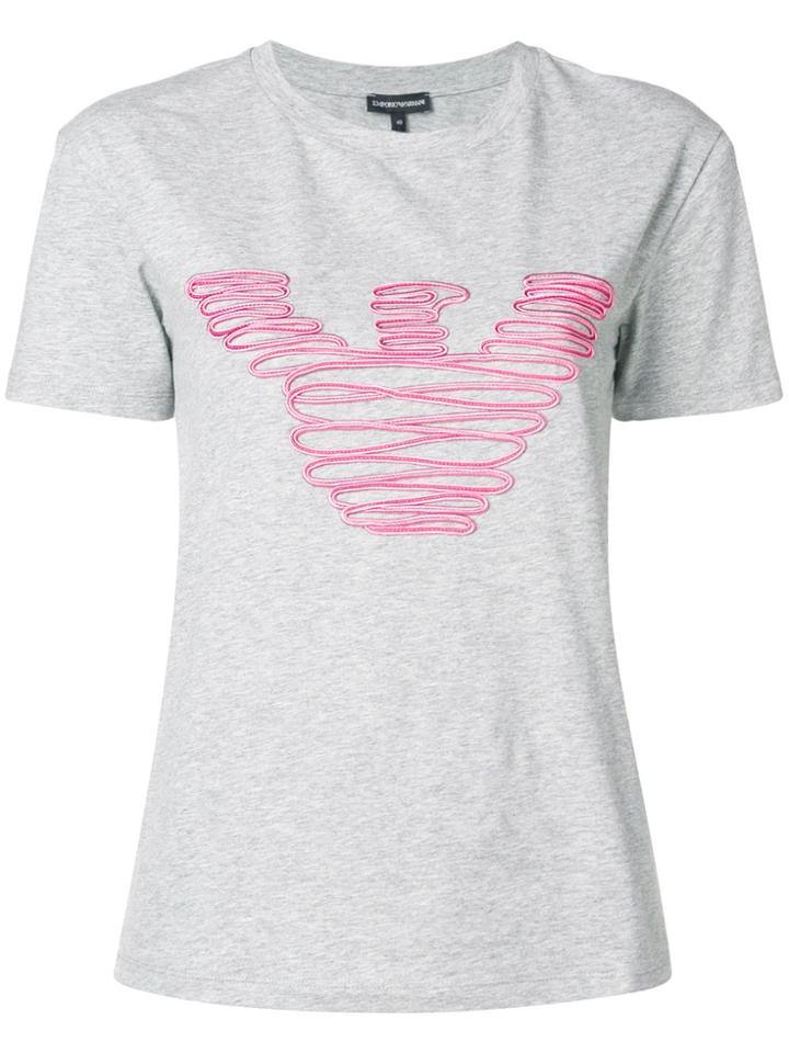 Emporio Armani Embroidered Logo Outline T-shirt - Grey