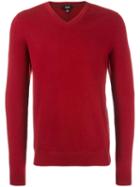 Vince V Neck Jumper, Men's, Size: Small, Red, Cashmere