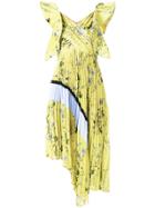Self-portrait Ruched Floral Dress - Yellow & Orange