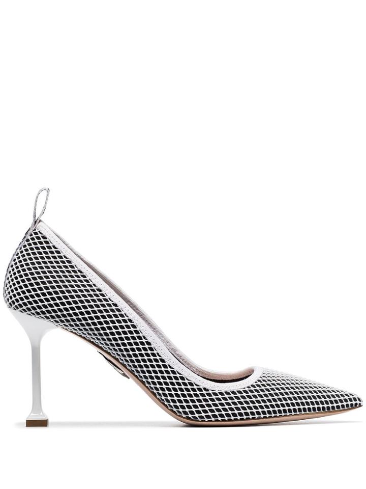 Miu Miu White And Black Fishnet 85 Leather Pumps - F0967 Black White