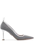 Miu Miu White And Black Fishnet 85 Leather Pumps - F0967 Black White