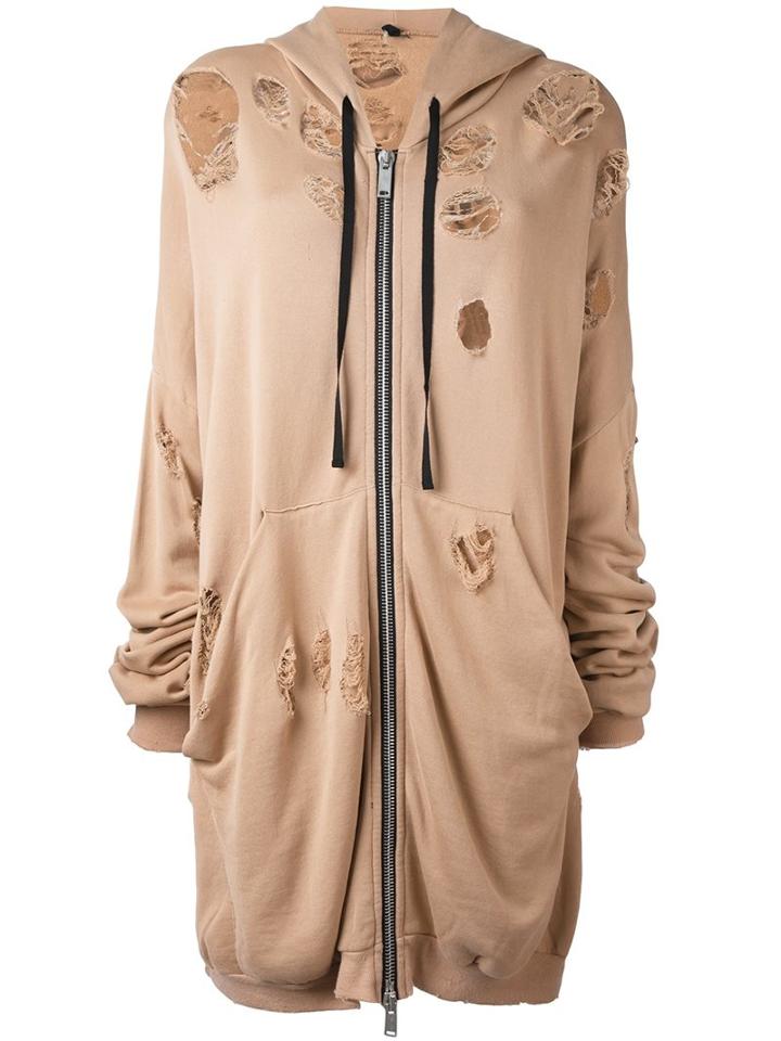 Unravel Distressed Long Hoodie, Women's, Size: Xxs, Nude/neutrals, Cotton