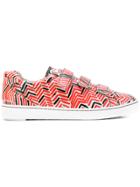 Ash Patterned Touch Strap Sneakers - Red