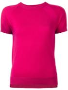 Michael Michael Kors Shortsleeved Knit Top, Women's, Size: Medium, Pink/purple, Viscose/nylon/polyester/cashmere