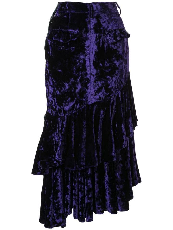 Facetasm Denim And Velvet Skirt - Purple