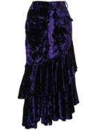 Facetasm Denim And Velvet Skirt - Purple