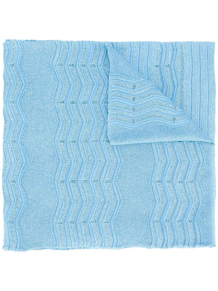 M Missoni Knitted Scarf, Women's, Blue, Cotton/polyamide/metallic Fibre