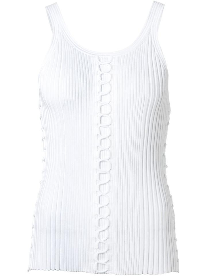 Alexander Wang Woven Detail Tank Top, Women's, Size: Medium, White, Cotton/nylon/spandex/elastane