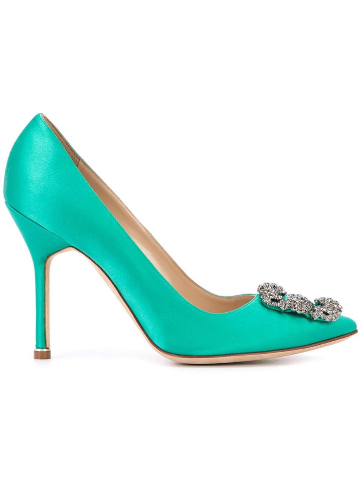 Manolo Blahnik Hangisi Pumps - Green