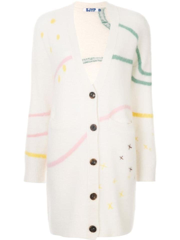 Sjyp Graphic Intarsia Cardigan - White