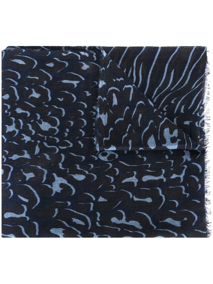 Stella Mccartney Wave Pattern Scarf, Women's, Blue, Silk/cashmere/wool