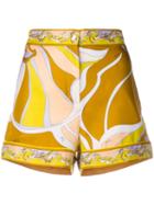Emilio Pucci Rivera Print Silk-twill Shorts - Yellow