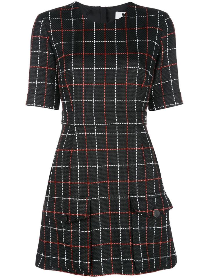 Msgm Stitch Check Short Dress - Black