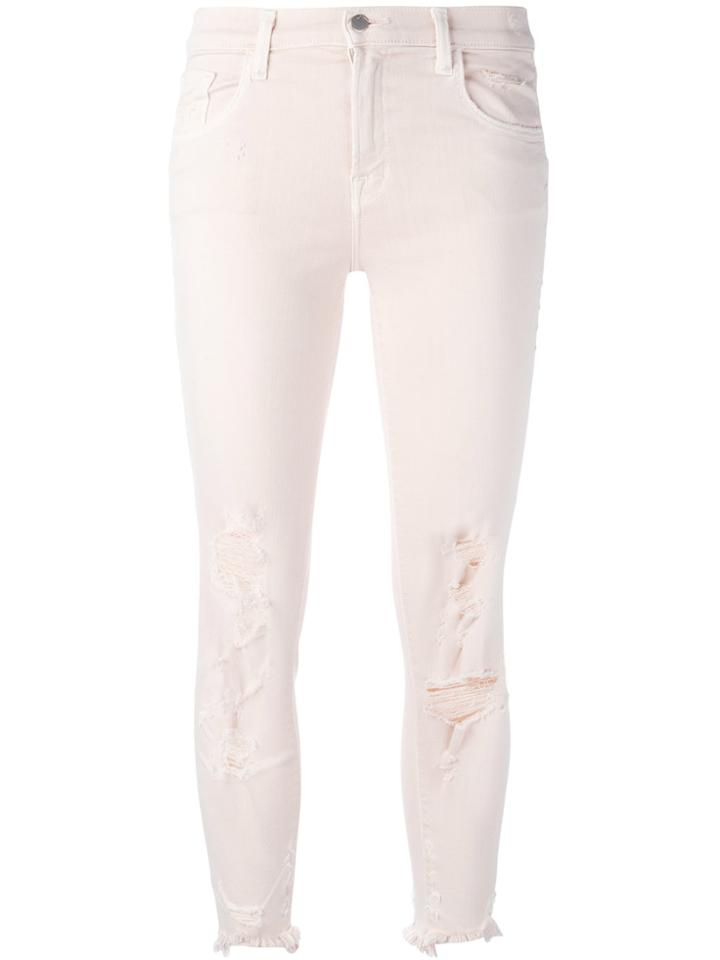 J Brand Distressed Cropped Jeans - Pink & Purple
