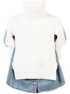 Sacai Knit Sweater Layer Over Denim Shirt - Blue