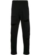 Alexander Mcqueen Distressed Stitched Jogging Bottoms - Black