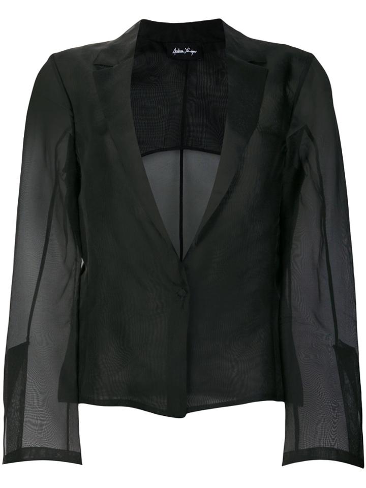 Andrea Ya'aqov Sheer Single Breasted Blazer - Black