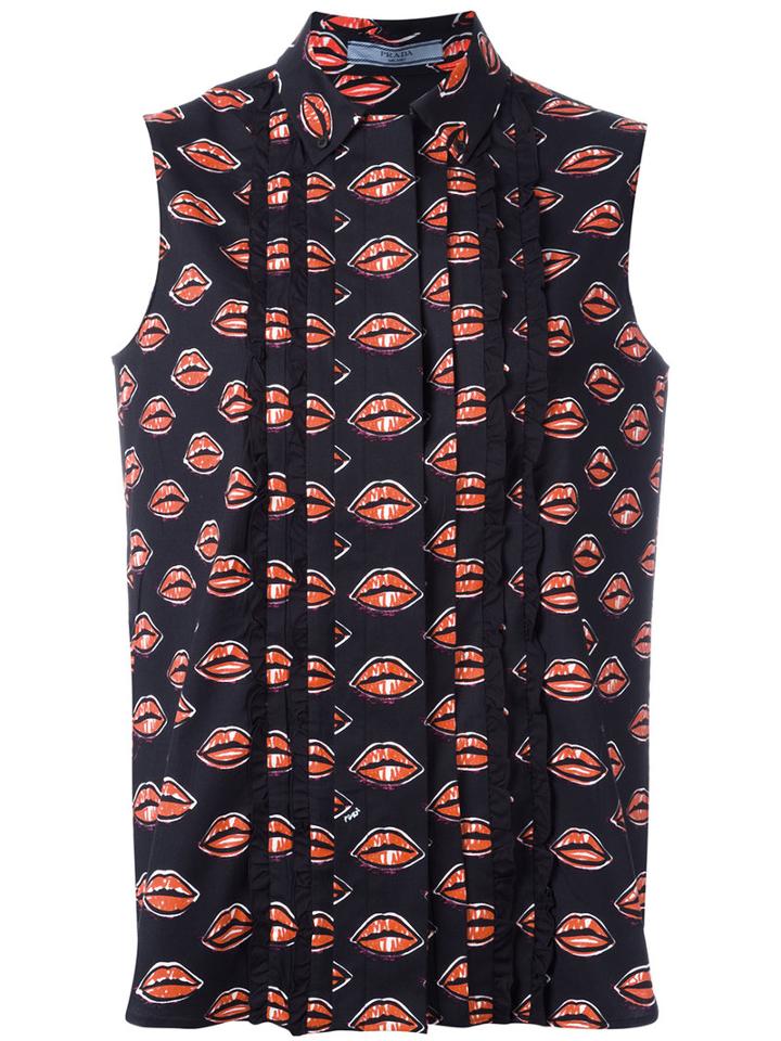 Prada Sleeveless Shirt, Women's, Size: 42, Black, Cotton/spandex/elastane