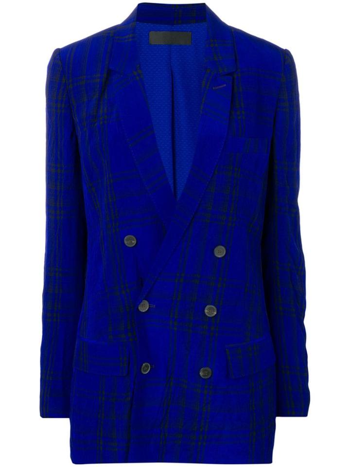 Haider Ackermann Checked V-neck Blazer - Blue