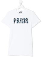 Msgm Kids Beaded Paris Print T-shirt - White