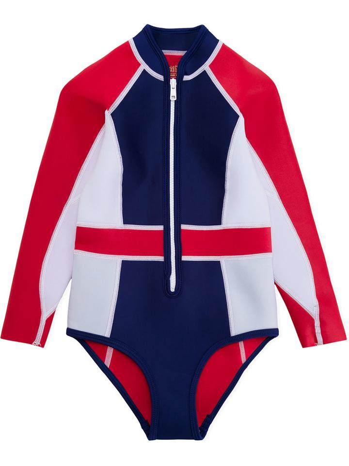 Duskii Girl - Poppy Long Sleeve Spring Swimsuit - Kids - Neoprene/nylon - 12 Yrs, Red